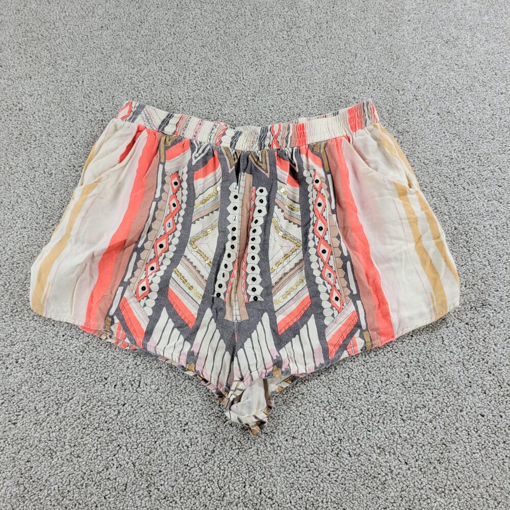 Minkpink Mayan Temple Shorts Womens S High Waist Lined Tribal Print Loose Pocket